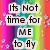 A split-screen animated buddy icon with text overlays: left side has rainbow gradient background and "Its Not time for ME to fly"; right side shows a flying character with "IM ALREADY FLYING!" and four dots.