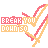 Pixelated icon with repeated 'BREAK YOU' text in red and orange, yellow checkmark-like shapes on white background.
