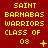 Red background with yellow text reading 'SAINT BARNABAS WARRIORS CLASS OF 08' and changing symbols below the year.