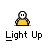 A 4x4 contact sheet of a pixel art animation featuring a yellow stick figure character with white face and black eyes, displaying various poses and speech bubbles containing text phrases like "Light Up", "THEY'RE SO COOL!!!", and "WELL LA-D-DA".