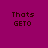 Four square display the text 'Thats GETO' in pixelated font against solid purple, red, and magenta backgrounds