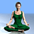 Animated contact sheet showing a woman in a green dress performing yoga poses from multiple angles against a blue sky background.