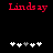 Red text 'Lindsay' appears above a of white and gray plus signs on a black background