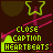 repeated pixel art icons featuring neon green stars and pink diagonal lines on a dark brown background with text reading "CLOSE CAPTAIN HEARTBEATS" in yellow-green, red, and white