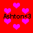 Red background with scattered pink hearts and repeated black text reading "Ashton<3" in two