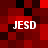 Four identical pixelated text elements reading "JESD" arranged in a on a red and black checkered background
