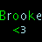 Pixelated green and white text "BrookeBrooke" with two heart symbols below on black background, displayed as a contact sheet of two identical frames.