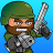 Pixelated character with green helmet, brown beard, and gray armor holding a large silver sword against blue background.