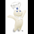 Animated icon features a beige dough-like character with blue eyes and white chef hat, standing against white background while text appears in four quadrants.