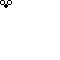 Pixelated black-and-white icon set with two distinct shapes: small inverted triangles and three-circle clusters, scattered across a white background.