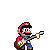 Pixel art contact sheet of Mario playing electric guitar across six frames with text "Best video game... EVER!" at bottom left and right.