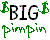 Green pixelated anchor icons flank large black text reading 'BIG' above green pixelated text spelling 'PimPim' on a white background.