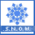 Six blue snowflake icons arranged in a , each with the text 'S.N.O.W.' below it on a white background