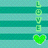 A static pixel art icon with a teal striped background, vertical green text reading 'LOVE', and a bright green heart symbol at the bottom right.
