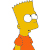 Pixelated character with yellow skin, spiky hair, and orange shirt in profile view against white background.