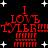 Red pixelated text "I LOVE TYLER" with starbursts on black background, four identical copies arranged in two