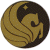 Pixelated circular icon featuring a stylized golden-yellow and dark brown design with a small star, resembling a mascot or logo on a transparent background.