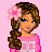 Pixel art contact sheet showing multiple frames of a cartoon woman in pink and white clothing with text overlays on a solid pink background.