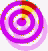 A circular icon with concentric rings in purple, white, and yellow hues, showing animated rotation of colored segments