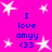 Bright pink background with white star shapes and blue text reading "I love amyy <33" arranged in a pattern