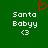 Green background with white pixelated text 'Santa Babyy' and '<3', red heart symbol above left text.