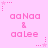 Pink pixelated background with repeated text 'aa Naa & aaLee' and star-shaped decorative elements in various positions.