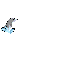 Animated sequence of gray dolphin silhouettes leaping against a solid light gray background, each with blue water splashes beneath them.