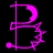 Animated contact sheet of a stylized letter B icon with color transitions and decorative elements across seven frames on black background.
