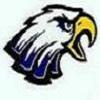 Static pixel art of an eagle head with white, blue, and yellow coloring, black outlines, and a stylized design.