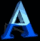 Animated contact sheet of a blue and white stylized letter A icon with gradient shading, displayed in 3x3 grid across nine frames showing subtle animation changes.