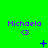 Green background with purple text 'Michaela' and a purple '<3' symbol, featuring animated blue and purple pixelated symbols changing across frames.