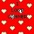 Red background with scattered light yellow pixel hearts and repeated black text "I LOVE CONNER" in a pattern