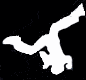 White silhouette of a person performing acrobatic handstands and flips against black background, displayed in with multiple poses