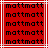 Red background with repeated black text 'mattmatt' in a pattern, framed by white and light red borders
