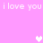 Pixelated pink background with repeated white text "i love you" and three pixel hearts in varying shades of pink.
