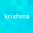 Four identical white text labels reading 'krishma' arranged in a on a blue pixelated background