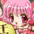 Pixelated anime-style character with pink hair and red eyes, wearing a yellow top with dark text, in three sequential poses showing head movement.