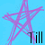 Four pink star outlines on a light blue background with black text reading 'Till death do we part' arranged in two