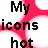 Pixelated text on a pink and white background with black and dark purple lettering.