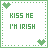 Two side-by-side pixel art with green borders, each displaying 'KISS ME I'M IRISH' text and heart symbols in different positions