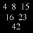 Static black background with white pixelated numbers and repeated "EXECUTE" text in rectangular outlines.