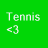 Green square with 'Tennis <3' text, tennis racket and ball imagery in a