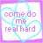 A 6-frame animated contact sheet of a buddy icon featuring repeated text "come do me real hard" inside overlapping cyan hearts on a purple background with white center, arranged in a 3x2 grid.