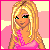 Pixelated cartoon woman with blonde hair and pink top, showing two sequential expressions: open eyes then closed eyes.