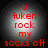 Red text on a gray circular gradient background reads "u fukien rock my socks off" with slight variations in brightness across four views.
