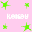 Pink background with green star shapes and repeated white text reading 'keisey' in pixelated font.