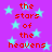 A static image with a purple background filled with light blue stars and repeated red text reading "the stars of the heavens" in pixelated font.