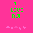 Green pixelated text "I LOVE RJ!!" on bright pink background with five light pink hearts below, two versions of the same design side-by-side.
