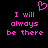 Pixelated pink text and heart symbol on black background, with identical left and right text blocks.
