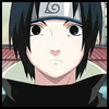 Six show an anime character with black hair and a silver headband featuring a spiral symbol, wearing a dark cloak over light-colored clothing